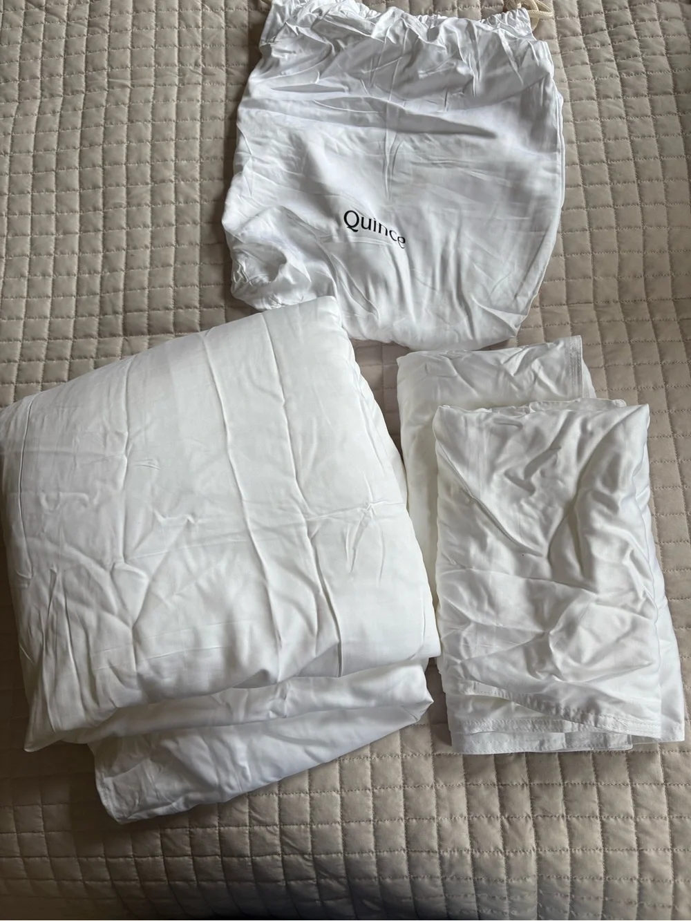 Like New Bamboo Duvet Cover Set - Full/Queen, White